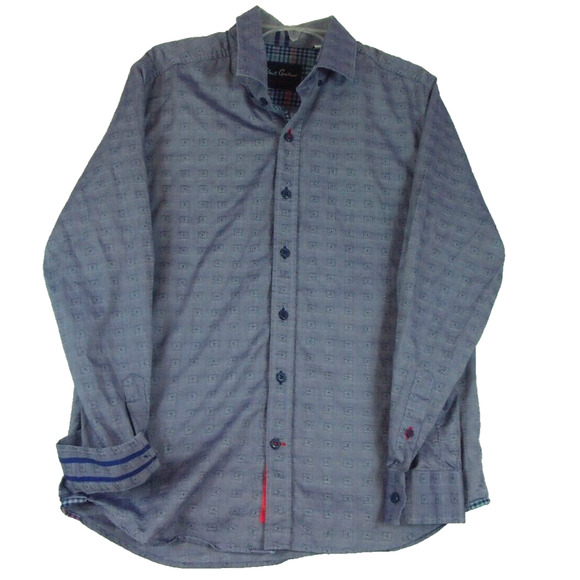 Robert Graham Modern Americana Mens Long Sleeve Shirt Tailored Fit L Geometric - Picture 1 of 10